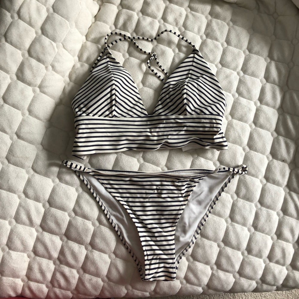 Cream and Navy Bikini